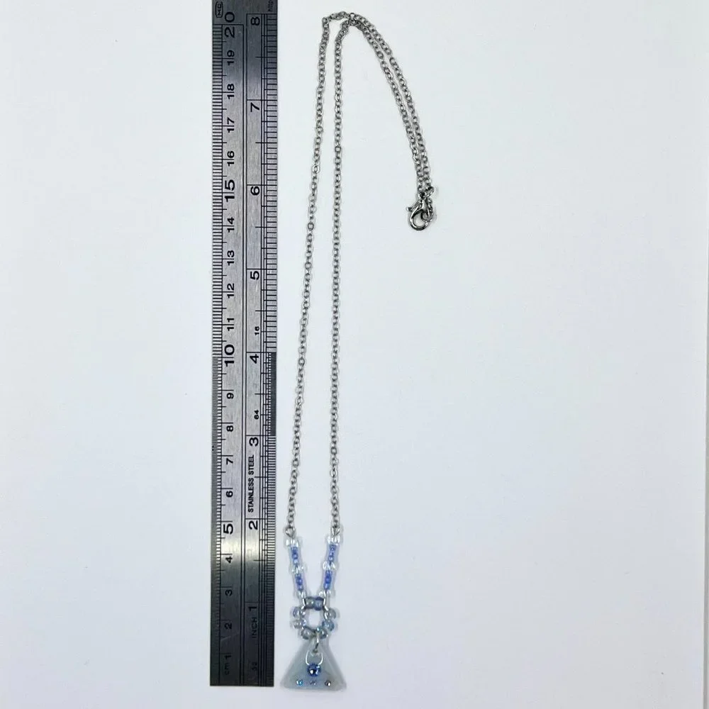 🎊HP🎊 New/Handcrafted - Iridescent Jeweled Pyramid AB Beaded “Y” Style Necklace - Picture 4 of 7